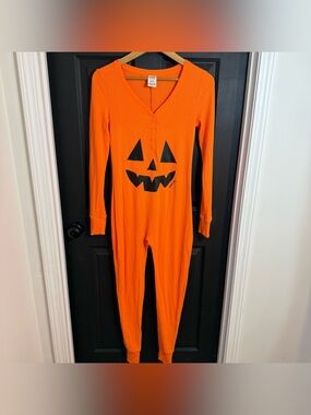 PINK Victoria's Secret Orange Jack-O'-Lantern One-Piece Sleep Romper